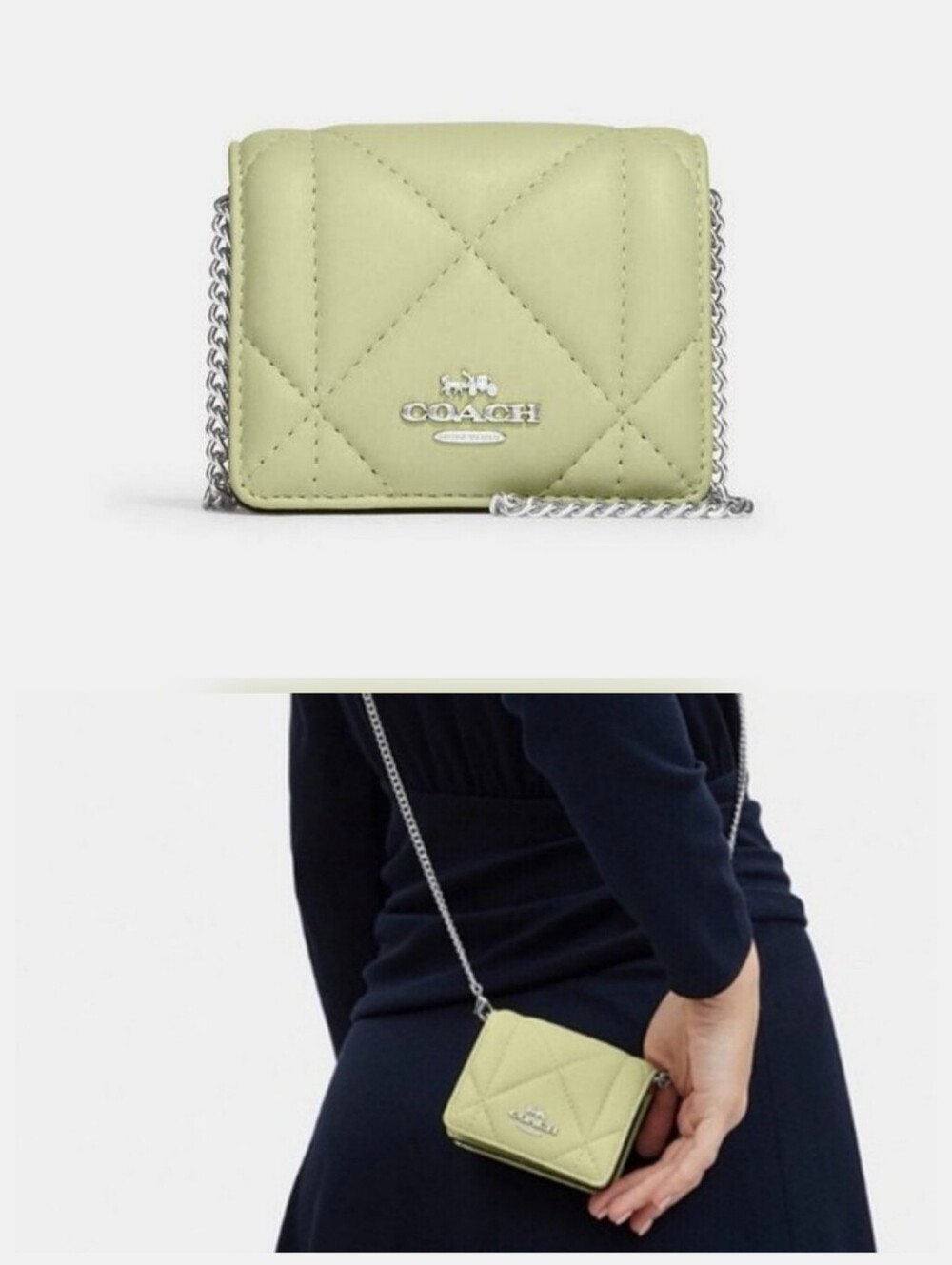 Coach Puffy Diamond Quilted Mini Wallet On Chain Bag Crossbody WOC Leather NEW